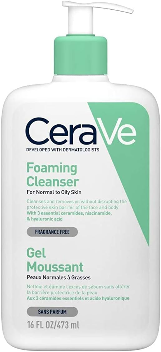 CeraVe غسول رغوي | 473 مل / 16 أونصة | لوشن يومي للجسم واليدين مع النياسيناميد | منظف مرطب ولطيف